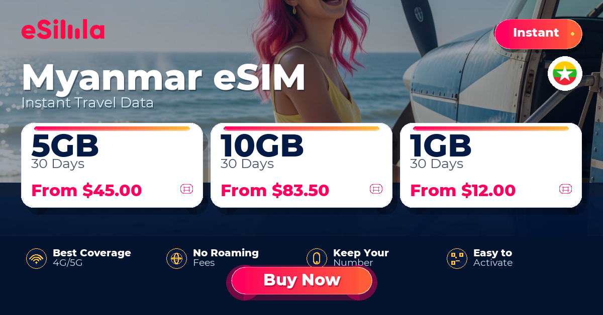Myanmar eSIM travel data offer with package options