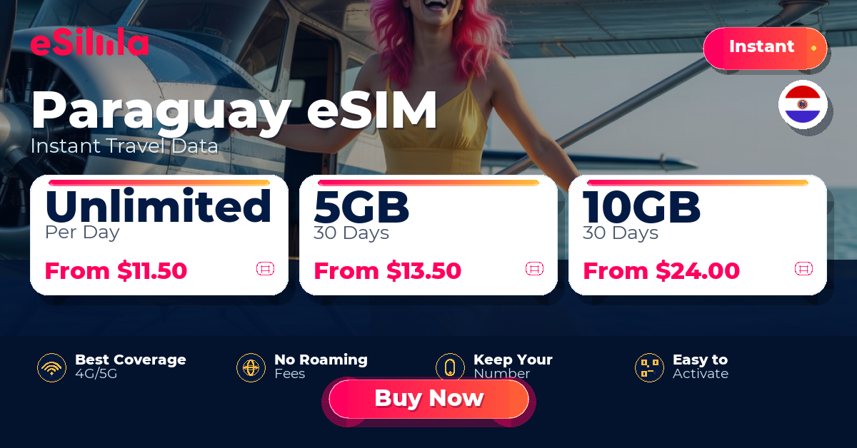 Paraguay eSIM travel data offer with package options