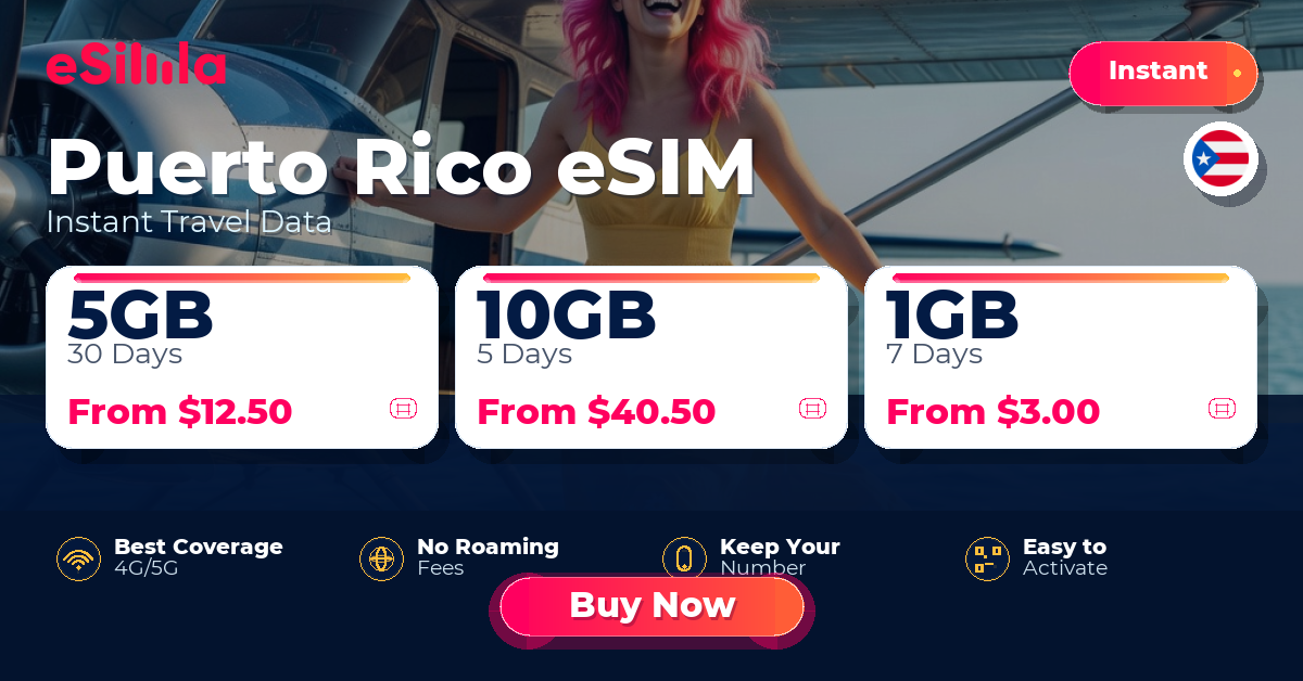 Puerto Rico eSIM travel data offer with package options