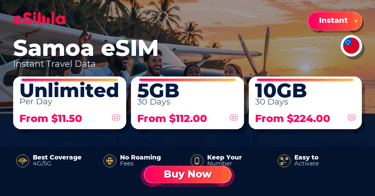 Samoa eSIM travel data offer with package options