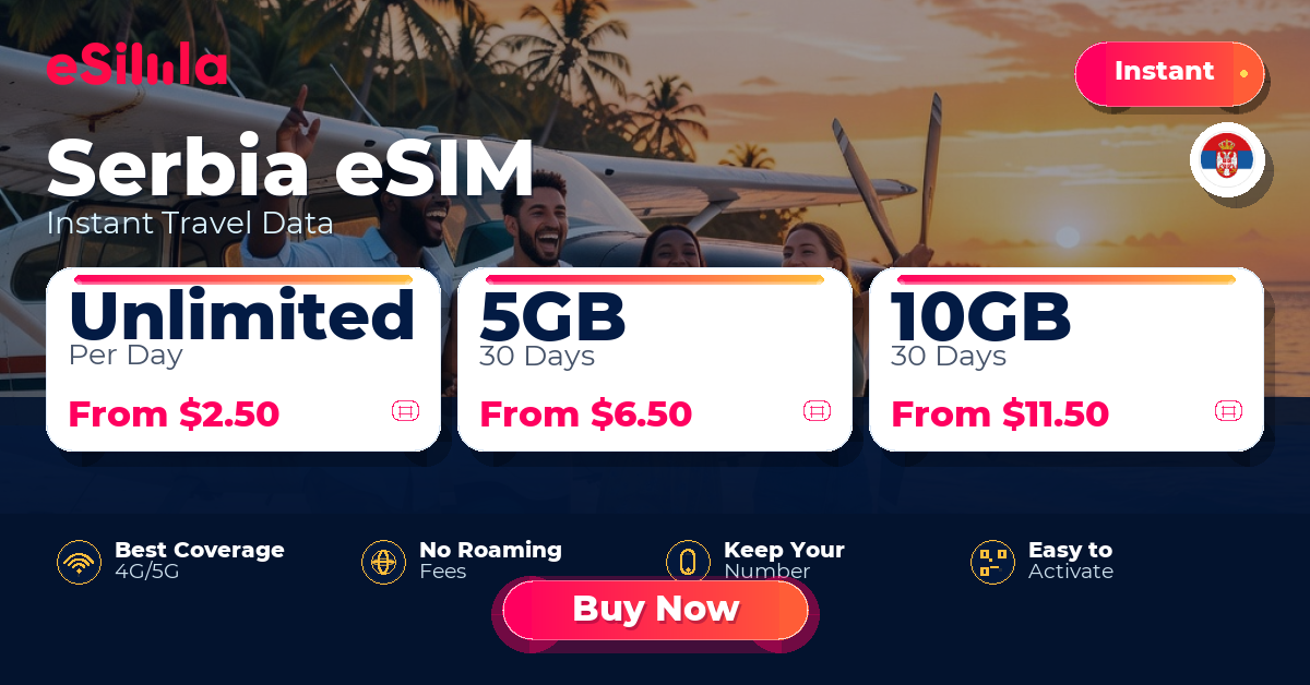 Serbia eSIM travel data offer with package options