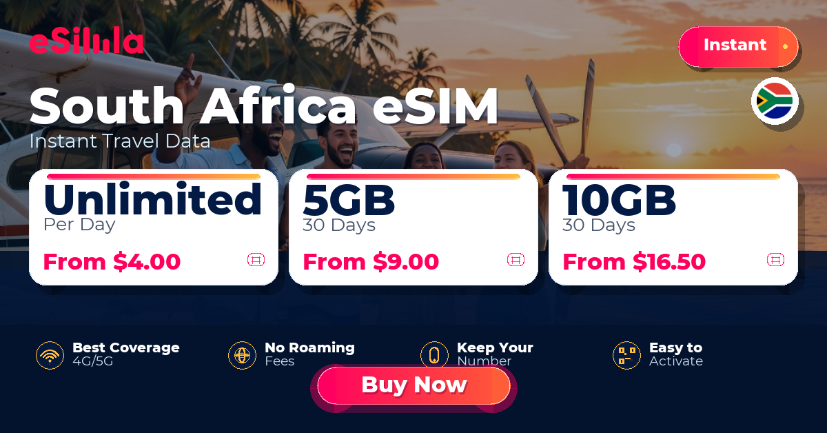 South Africa eSIM travel data offer with package options