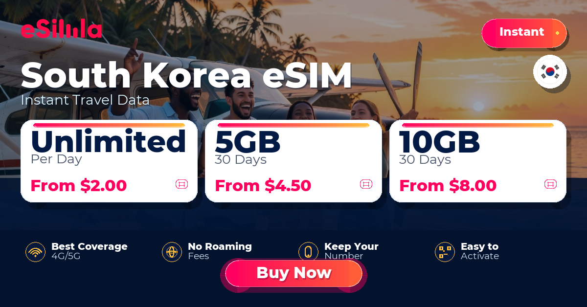 South Korea eSIM travel data offer with package options