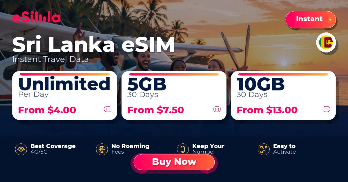 Sri Lanka eSIM travel data offer with package options