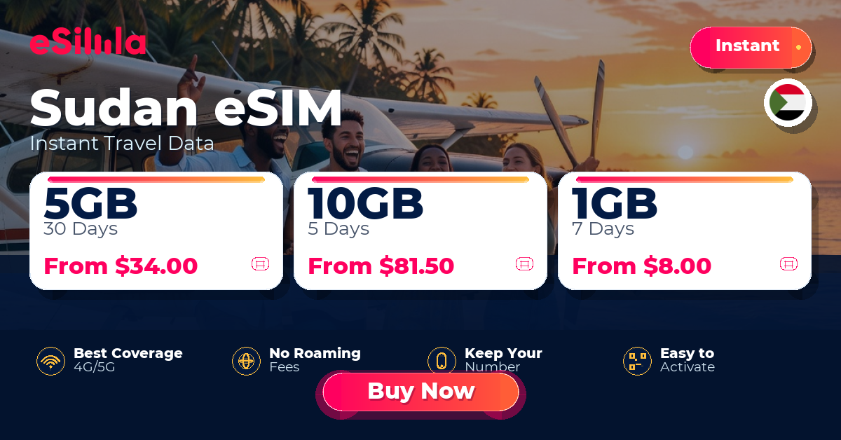 Sudan eSIM travel data offer with package options