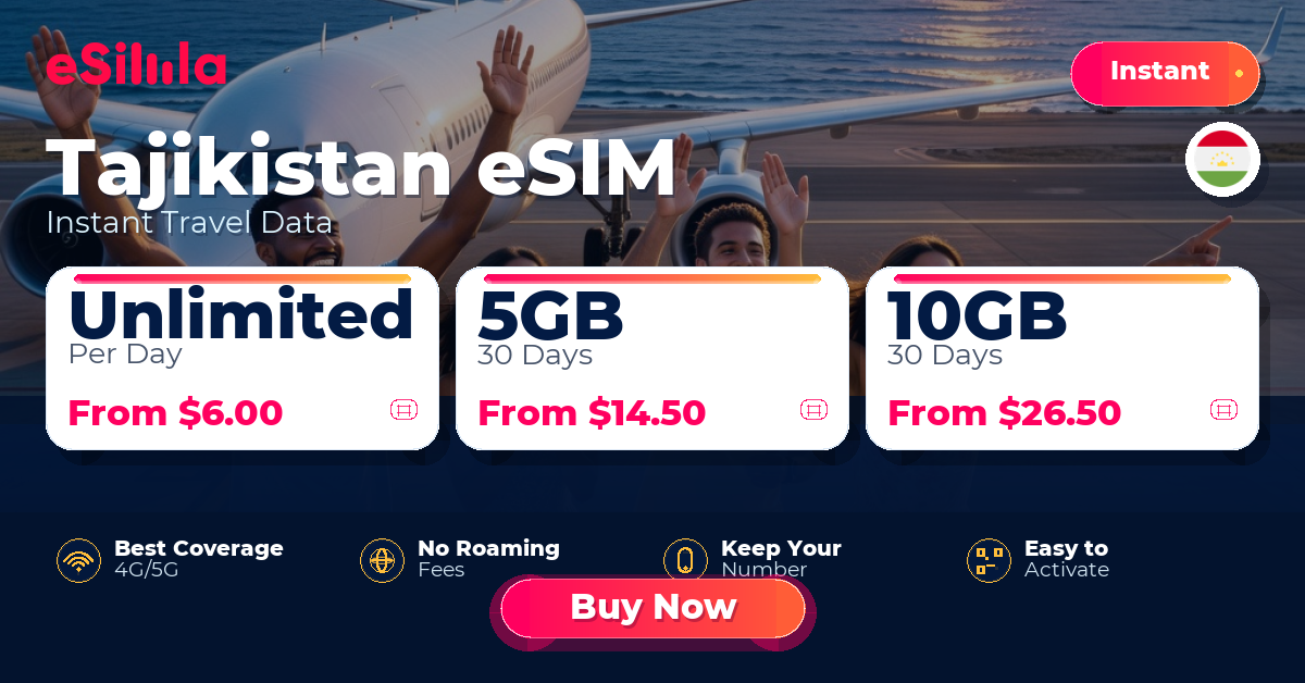 Tajikistan eSIM travel data offer with package options