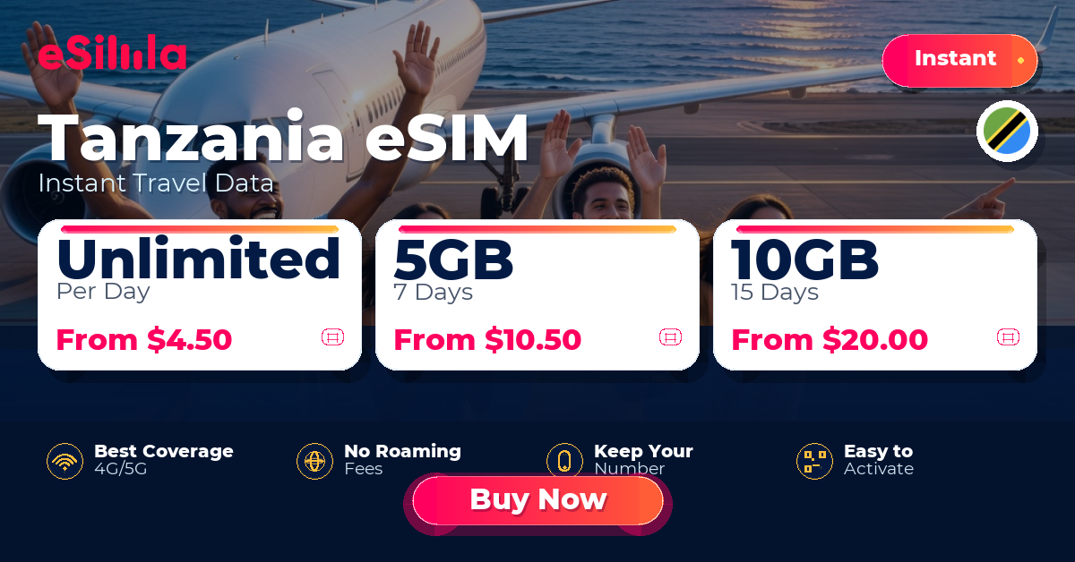 Tanzania eSIM travel data offer with package options