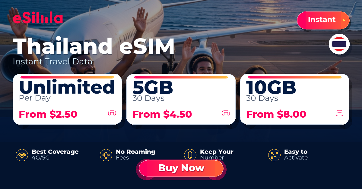 Thailand eSIM travel data offer with package options