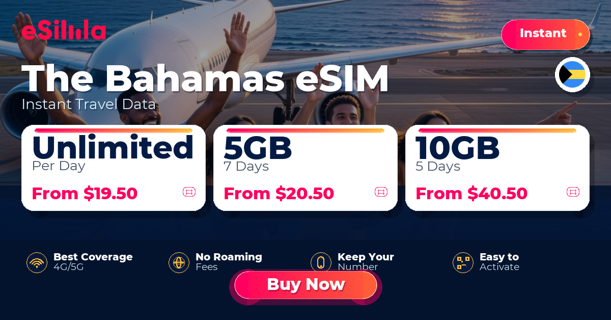 The Bahamas eSIM travel data offer with package options