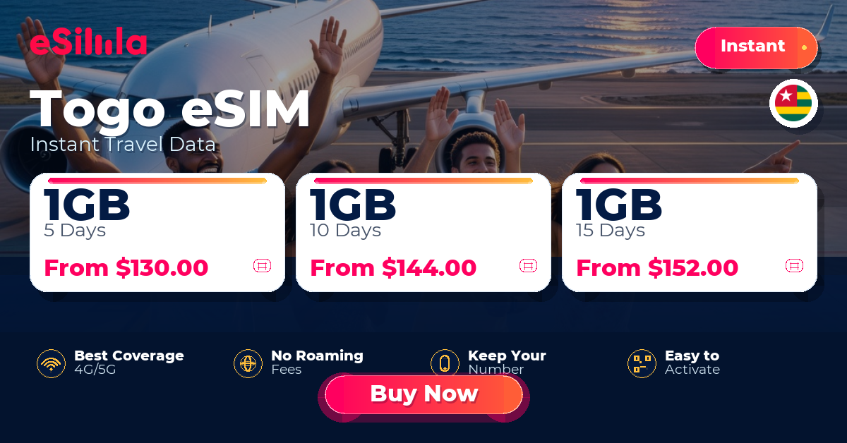 Togo eSIM travel data offer with package options