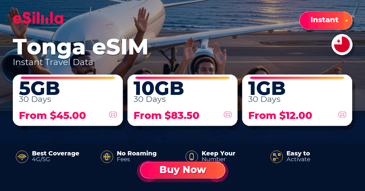 Tonga eSIM travel data offer with package options