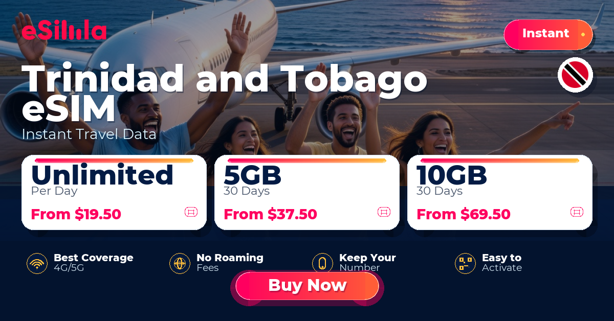 Trinidad and Tobago eSIM travel data offer with package options