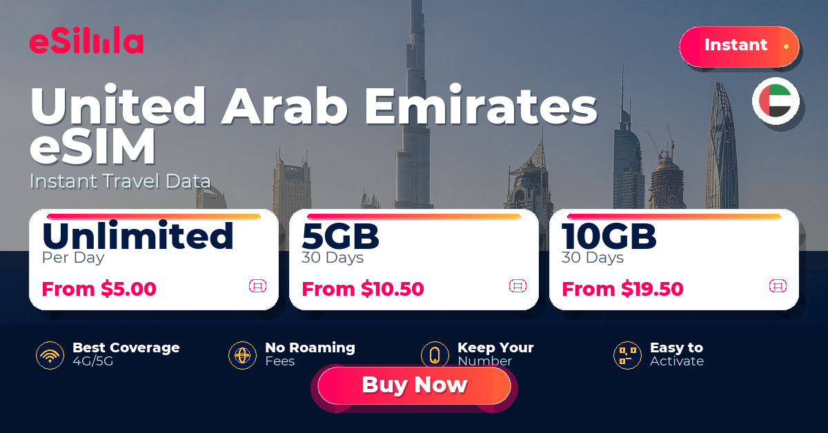 United Arab Emirates eSIM travel data offer with package options