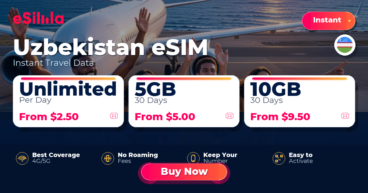 Uzbekistan eSIM travel data offer with package options