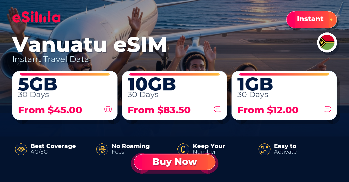Vanuatu eSIM travel data offer with package options