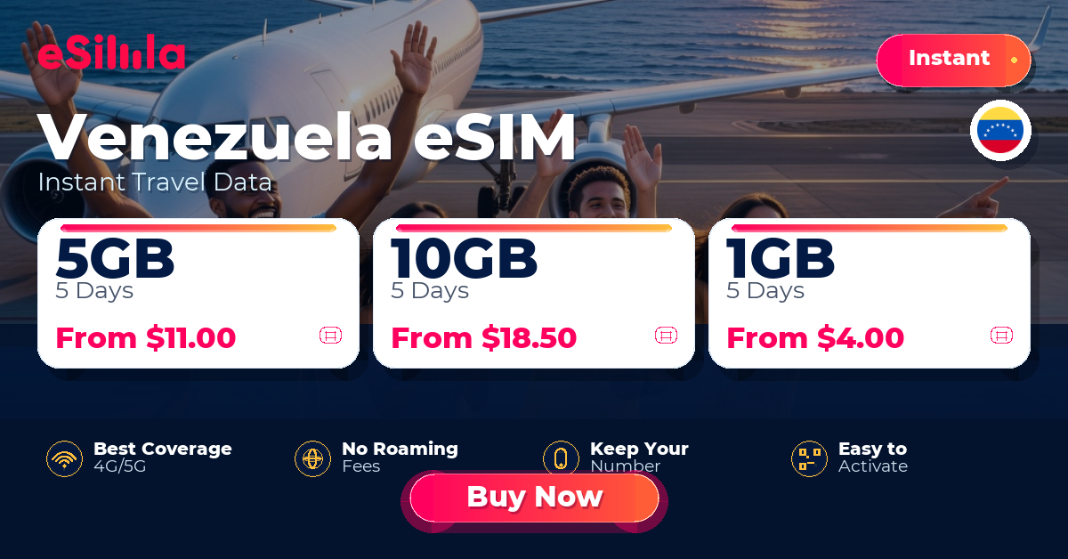 Venezuela eSIM travel data offer with package options