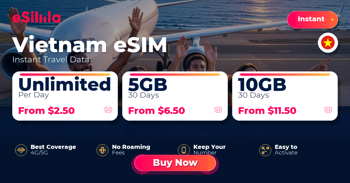 Vietnam eSIM travel data offer with package options