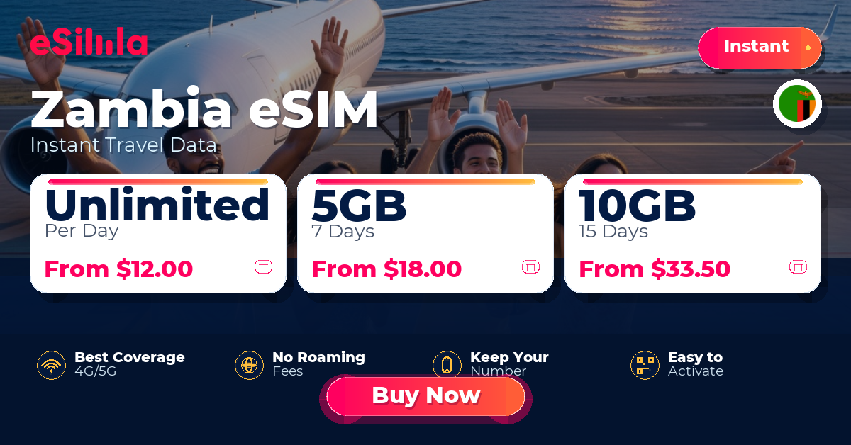 Zambia eSIM travel data offer with package options